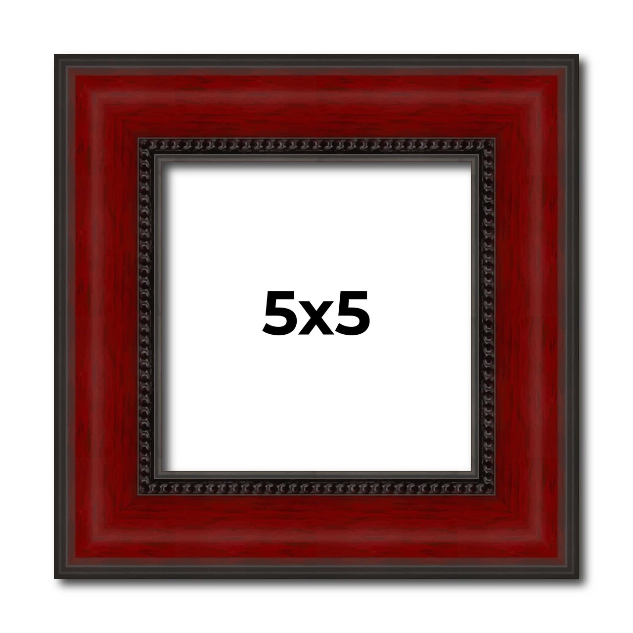 5x5 Weathered Picture Frame with UV-Resistant Acrylic & Acid Free Backing, Available in 5 Finishes - Black, Gold, Red, White, Natural